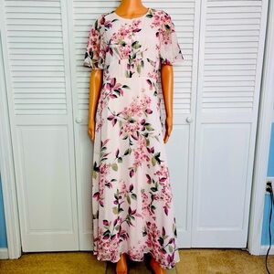 Calvin Klein Pink and Green Floral Maxi Dress